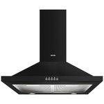 Abode Chimney Cooker Hood 60cm Black Extractor Hood & Recirculation with 2x Carbon Filters, Wall Mounted Range Hood Extractor Fan, 3 Speed Settings, ASCH6031B (Black)