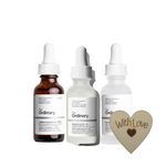 AETN Creations Ordinary Most-Loved Set of Hyaluronic Acid, Niacinamide + Zinc and Caffeine Solution with AETN Keepsake Heart Gift Full Size 30ml Btls