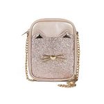 Cute Crossbody Purse for Teen Girls Sparkly Cat Purse and Small Crossbody Bags for Women Gift with Chain Strap, Pink