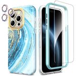 SHEDEER for iPhone 15 Pro Case with Camera Protector+Screen Protector+Bumper for iPhone 15 Pro Cover Anti-Yellowing Stylish 360 Degree Protection TPU Shockproof Case for iPhone 15 Pro 6.1'' Blue