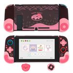 GeekShare Donut Protective Case for Nintendo Switch Only, Shockproof Cover Case with Grips for Joy Con Controller swith 2 Thumb Grip Caps, Black Chocolate