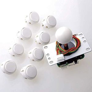 Sanwa JLF-TP-8YT Joystick + Sanwa 8 pezzi OBSF-30 Push Button Bundle Kit Colore: Bianco - per Arcade Game 4 & 8 Way regolabile, compatibile con Catz Mad SF4 Tournament Joystick S@NWA