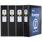 Avery Economy View 3 Ring Binders, 2" Round Rings, 4 Black Binders (19205)