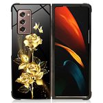 DAIZAG Case Compatible with Samsung Galaxy Z Fold 2 5G Case,Gold Flower Rose Butterfly for Man Woman, Protection Shockproof Anti-Scratches TPU Case for Samsung Galaxy Z Fold 2 5G