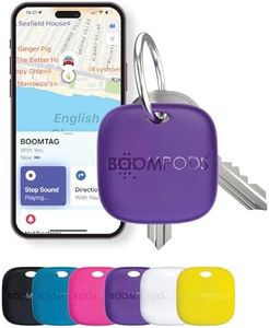 Boompods Boomtag Rechargeable Tracker Tag, Item Finders - Smart Bluetooth Tracker Devices, Luggage Tracker for Suitcases, Children, Pet, Wallet - Key Finder Compatible with Apple Find My App - Purple