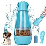 Dog Water Bottle,Portable Pet Water Bottle with Food Container,Garbage Bag Storage,Outdoor Portable Water Dispenser for Cat,Rabbit,Puppy and Other Pets for Walking,Hiking,Travel