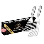 Stainless Steel Fish Spatula Set – 1 Large Fish Turner + 1 Small Metal Spatula, Ultra-Thin Edge for Easy Turning & Flipping, Metal Kitchen Utensils with Ergonomic Non-Slip Handle, Dishwasher Safe