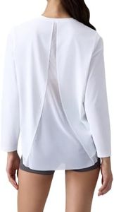 AARYA Dri-Fit Long Sleeve Workout Tops Breathable Fitness Clothes LS White XL