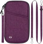 BKNOOU Passport Holder Wallet RFID Blocking Passport Travel Organizer Family Neck Passport Bag Waterproof Travel Wallet for Women Men,Portable Travel Document Holder Travel Essentials (Purple)