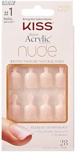 KISS Salon Acrylic French Nude Collection, Breathtaking, Real Short Length Nude Fake Nails, Includes 28 False Nails, Nail Glue, Nail File, and Manicure Stick