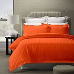 Ab Home Decor Glace Cotton Satin Stripes Bedsheet for Double Bed King Size with 2 Pillow Covers Large Size (90 x 100 Inch) -Orange