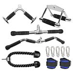 Welloff Cable Machine Attachments LAT Pull Down Accessories for Home Gym, Pull Down Bar V Bar Cable Attachment, Tricep Press Down Bar Pulley System Machine (Silver)