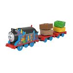 Thomas & Friends Toy Train, Wobble Cargo Thomas Motorized Engine with 2 Cargo Cars for Preschool Railway Play Ages 3+ Years