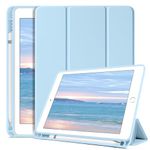 Telaso for iPad 6th Generation Case, iPad 5th Generation Case, iPad 9.7 Case 2017/2018, Premium Protective Case with Pencil Holder Trifold Stand Soft TPU Back Case with Auto Sleep/Wake,Light Blue