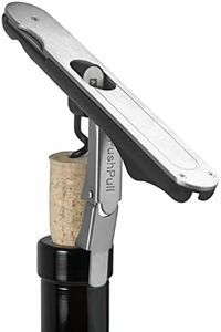 AdHoc PushPull Corkscrew Wine Opener - Multi-Purpose Stainless Steel Bottle Opener - Wine Opener with Foil Cutter & Coated Spiral Corkscrew - Integrated Bottle Cap Opener - Wipe Clean Only