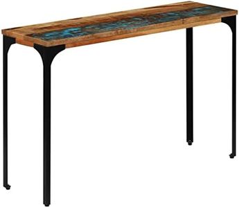 'vidaXL Industrial Style Console Table - Reclaimed Wood and Power-Coated Steel Frame, Handmade, Durable, Versatile, 120x35x76 cm