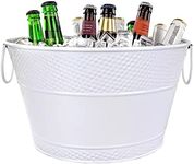 BREKX White Galvanized Beverage Bucket and Wine Bucket Chiller for Parties, Leak & Rust Resistant, Sealed, Large Ice Bucket for Cocktail Bar, 12-Quart / 4 Gallon Bucket