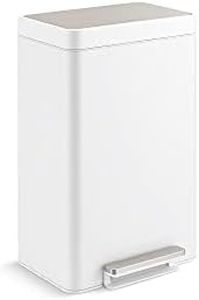 KOHLER 20940-STW 13 Gallon Kitchen Step Trash Can with Foot Pedal, Soft Close Lid, White Stainless Steel