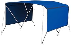 3 Bow Boat Bimini Top Cover, Sun Shade Boat Canopy with 2 Removable Side Curtains, 4 Adjustable Windproof Ropes, Durable Marine Grade Canvas, 1 Inch Aluminum Frame