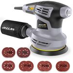 Orbital Sander, Jellas 125MM 13000RPM 6 Variable Speed Orbit Sander, 12 Pcs Sandpapers,Dust Collection Bag, 360°Rotating Sanding Base Plate, Electric Sander,OS280-SD