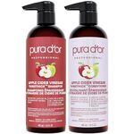 PURA D'OR Apple Cider Vinegar Thin2Thick Shampoo and Conditioner Set for Thinning Hair - Clarifying Hair Care - Biotin, Keratin, Caffeine, Castor Oil - All Hair Types, For Men & Women, 473 mL x2