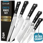 Cutluxe Chef Knife Set, 5 PCS Professional Chef's Knife Set – Razor Sharp German Steel, Full Tang, Ergonomic Handles - Artisan Series