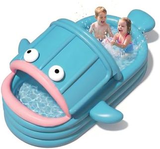 Caapbala Cute Whale Inflatable Pool with Canopy, Oversize Thickened 126"x86"x20"Inflatable Swimming Pools, Spacious Family Water Zone, Outdoor Garden Backyard Summer Party, Kids Adults Friendly