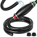 Syphon Pump, Preciva Fuel Petrol Suction Extractor Pump, 2m All Rubber Oil Water Transfer Siphon Pump, Automotive Oil Brake Fluid Syphon Hose Kit with 2 Caps for Cars, Fish Tanks, Oil