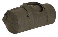 Rothco Waxed Canvas Shoulder Duffle Bag - Water Resistant Essential Getaway Bag, Olive Drab, 19" x 9"