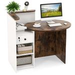 TEKAVO Office Table Computer Desk for Home Office Engineered Wood Finish Writing Study Computer Laptop Table Desk with Storage Shelves & Monitor Riser (122L x 55W x 100H) (Brown & White) | DIY