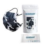 QUARANT Meltblown - Dual SMMS Fabric 4 Ply Designer Protective Face Mask with Nose Clip and Reusable Travel Pouch, Fashion That's Safe (Camo Black, Pack of 50) for Unisex