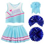 ReliBeauty Cheerleader Costume Kids Dress with pompoms and headdress,6-7/130