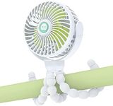 SMARTDEVIL Upgraded Stroller Fan, 3 Speed Portable Clip on Stroller Fan for Baby, 4000mAh Personal Car Seat Fan with Flexible Tripod, Dual 360° Rotatable, for Treadmill, Camping, Bike (White)