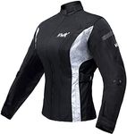 HWK Adventure/Touring Motorcycle Jacket for Women, Women's Motorcycle Jacket with CE Armor for Enduro Motorbike Riding, Water Resistant Textile Biker Jacket for Women - Black & White, 2X-Large