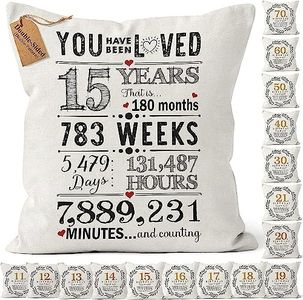 Kies®Gift(Double-Sided) 15th Birthday Personalized Gifts 18x18 Pillow Decorations Teen Girl Gifts Pillow Cover Teen Boys Gift Ideas Happy Birthday Teenage Boys Gifts Ideas Gift Set Gifts for Teens