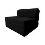 A&D Futon Furniture 6" Thick X 36" Wide X 70" Long Twin Size Black Sleeper Chair Folding Foam Bed 1.8lbs Density, Studio Guest Foldable Chair Beds, Foam Sofa, Couch.