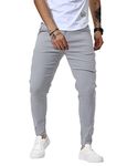 Linvich Men's Slim Fit Dress Pants Stretch Skinny Chino Pants Golf Pants with Pockets Grey