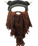 YEKEYI Viking Beard Beanie Horn Hat Winter Warm Mask Knitted Wool Funny Skull Cap