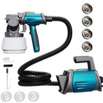 Tilswall Paint Sprayer, 800W Paint Spray Gun, Electric Spray Paint Gun with 1300ml, 4 Nozzles & 3 Patterns, HVLP Spray Gun for Painting, Furniture, Cabinets, Easy to Clean