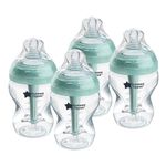 Tommee Tippee Advanced Anti-Colic Baby Bottle, 9oz, 0+ months, Slow Flow Breast-Like Nipple for a Natural Latch, Vented Anti-Colic Wand, Self-Sterilizing, 4 Pack