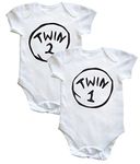 Hippowarehouse Twin 1 and Twin 2 (Twin Pack) Baby Vest Boys Girls White