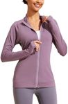 PINSPARK Lightweight Workout Jacket for Women Full Zip Slim Fit Athletic Running Jacket with Thumb Holes Zipper Pockets