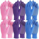 Juvale 6-Pairs Gardening Gloves for Women - Thorn Proof and Cut Resistant Outdoor Cotton Garden Work Gloves (3 Colors)