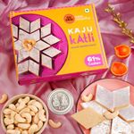 GO DESi Kaju Katli 61% Cashews 200 grams and Pooja Coin Combo, Sweets Indian Mithai, Diwali gifts for family and friends, Diwali gift hampers, Corporate gifts for employees