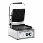 Royal Catering RCPKG-1800-M Contact Grill Ribbed + Flat 1,800 W Panini Grill Sandwich Grill Panini Press (Stainless Steel, Cast Iron, Grill Plate 23 x 22 cm)