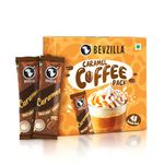 Bevzilla 48 Instant Coffee Powder Sachets (Caramel) - 96 Grams| Hot & Cold Coffee| Makes 48 Cups| 100% Arabica Coffee| Strong Coffee| Easy To Carry| Best Coffee| Espresso, Latte, Cappuccino