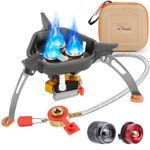 WADEO 7200W Windproof Camping Stove, Camping Gas Stove with Piezo Ignition, Two Fuel Canister Adapter, Carry Case, Portable Stove, Backpacking Stove for Outdoor Backpacking Hiking and Picnic