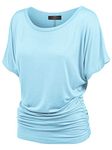 Made By Johnny WT817 Womens Dolman Drape Top with Side Shirring M Aqua