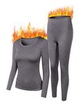 YADIFEN Thermal Underwear Women Thermals Set Ultra Soft Base Layers Warm Ladies Long Sleeve Tops & Long Johns Fleece Lined Leggings For Winter,Ski,Indoor,Outdoor Dark Grey