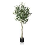 CROSOFMI Artificial Olive Tree Plant 5 Feet Fake Topiary Silk Tree, Perfect Faux Plants in Pot for Indoor Outdoor House Home Office Garden Modern Decoration Housewarming Gift,1Pack